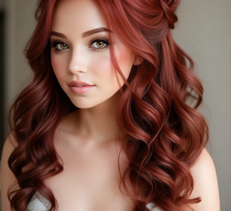 half-up, half-down wedding hairstyle Red